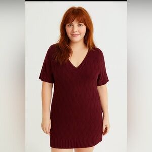 Ana Purple Knit Sweater Dress Large Acrylic